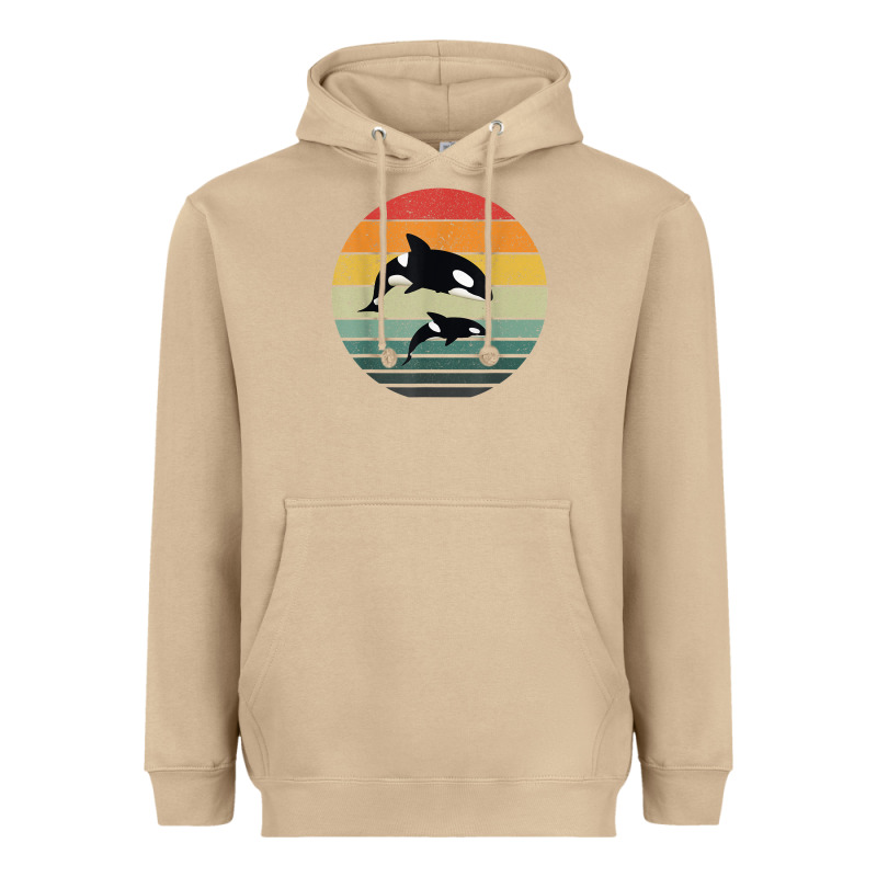 Orca Family Vintage Retro Art, Killer Whale Family Heavyweight Hoodie by linhVisuals | Teevron