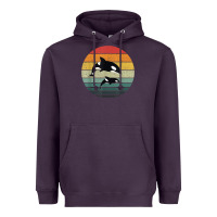 Plum orca family vintage retro art, killer whale family Heavyweight Hoodie - linhVisuals