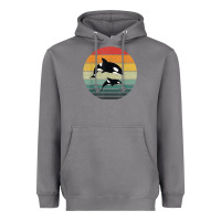Storm orca family vintage retro art, killer whale family Heavyweight Hoodie - linhVisuals