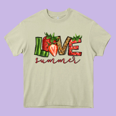 Love Summer Strawberry Heavy Core Tee Designed By Jasminsmagicworld