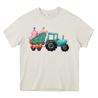 Cream Christmas tree tractor Heavy Core Tee - CowGirlArtShop