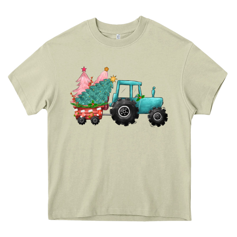 Christmas Tree Tractor Heavy Core Tee by CowGirlArtShop | Teevron