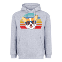 Heather Grey cool corgi vintage 80s dog lover Heavyweight Hoodie - linhVisuals