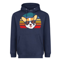 Navy cool corgi vintage 80s dog lover Heavyweight Hoodie - linhVisuals
