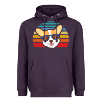 Plum cool corgi vintage 80s dog lover Heavyweight Hoodie - linhVisuals