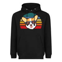 Black cool corgi vintage 80s dog lover Heavyweight Hoodie - linhVisuals