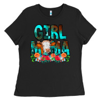Black Girl Mama Flowers Cow Ladies Tee - CowCowDesign