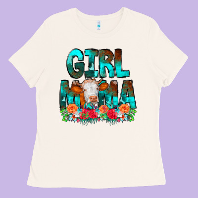 Girl Mama Flowers Cow Ladies Tee Designed By Cowcowdesign