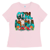 Bubblegum Pink Girl Mama Flowers Cow Ladies Tee - CowCowDesign