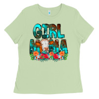 Matcha Girl Mama Flowers Cow Ladies Tee - CowCowDesign