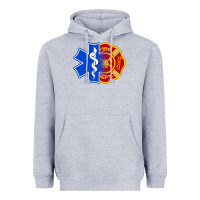 Heather Grey emt firefighter ems fire first responder premium Heavyweight Hoodie - linhVisuals