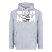 Heather Grey female firefighter mom thin red line flag firefighting premium Heavyweight Hoodie - linhVisuals