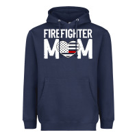 Female Firefighter Mom Thin Red Line Flag Firefighting Premium Heavyweight Hoodie | Teevron