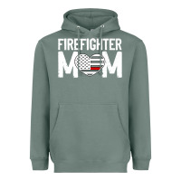 Sage female firefighter mom thin red line flag firefighting premium Heavyweight Hoodie - linhVisuals