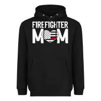 Black female firefighter mom thin red line flag firefighting premium Heavyweight Hoodie - linhVisuals