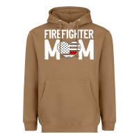 Toasted Coconut female firefighter mom thin red line flag firefighting premium Heavyweight Hoodie - linhVisuals