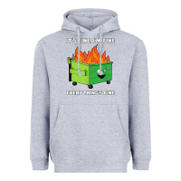 Heather Grey dumpster fire its fine im fine Heavyweight Hoodie - linhVisuals