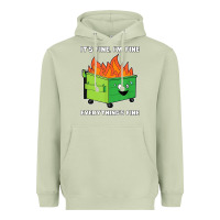 Matcha dumpster fire its fine im fine Heavyweight Hoodie - linhVisuals