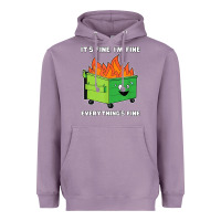 Lavender dumpster fire its fine im fine Heavyweight Hoodie - linhVisuals