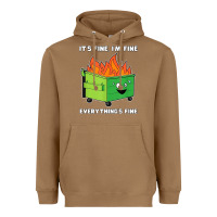 Toasted Coconut dumpster fire its fine im fine Heavyweight Hoodie - linhVisuals