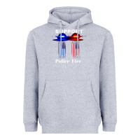 Heather Grey support our police & fire departments   1st responders premium Heavyweight Hoodie - linhVisuals