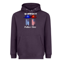 Plum support our police & fire departments   1st responders premium Heavyweight Hoodie - linhVisuals