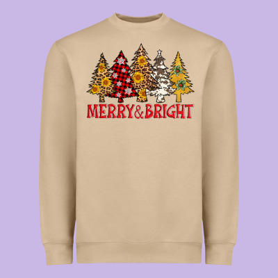 Merry And Bright Leopard Christmas Trees Heavyweight Sweatshirt Designed By Adodesignshop