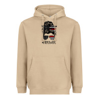 Mushroom fire wife messy bun firefighter wife thin red line husband Heavyweight Hoodie - linhVisuals