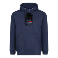 Navy fire wife messy bun firefighter wife thin red line husband Heavyweight Hoodie - linhVisuals