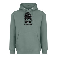 Sage fire wife messy bun firefighter wife thin red line husband Heavyweight Hoodie - linhVisuals
