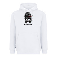 White fire wife messy bun firefighter wife thin red line husband Heavyweight Hoodie - linhVisuals