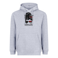 Heather Grey fire wife messy bun firefighter wife thin red line husband Heavyweight Hoodie - linhVisuals