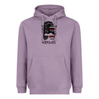 Lavender fire wife messy bun firefighter wife thin red line husband Heavyweight Hoodie - linhVisuals