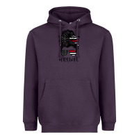 Plum fire wife messy bun firefighter wife thin red line husband Heavyweight Hoodie - linhVisuals