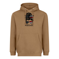 Toasted Coconut fire wife messy bun firefighter wife thin red line husband Heavyweight Hoodie - linhVisuals