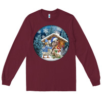 Burgundy Winter Farm Animals Long Sleeve Tee - FaDigitalArtStudio