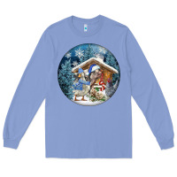 Colony Blue Winter Farm Animals Long Sleeve Tee - FaDigitalArtStudio