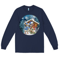 Navy Winter Farm Animals Long Sleeve Tee - FaDigitalArtStudio