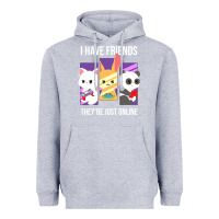 Heather Grey i have friends they are just online Heavyweight Hoodie - linhVisuals