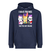 Navy i have friends they are just online Heavyweight Hoodie - linhVisuals