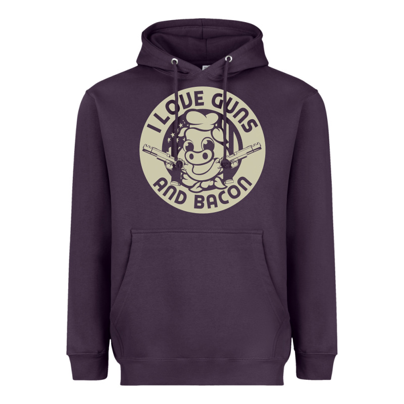 I Love Guns Bacon Pork Pig Funny Gun Heavyweight Hoodie by linhVisuals | Teevron