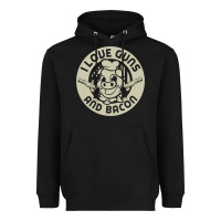 Black i love guns bacon pork pig funny gun Heavyweight Hoodie - linhVisuals