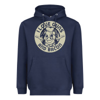 Navy i love guns bacon pork pig funny gun Heavyweight Hoodie - linhVisuals