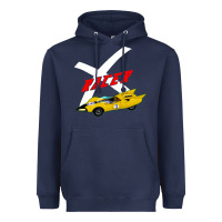 Navy racer x Heavyweight Hoodie - linhVisuals