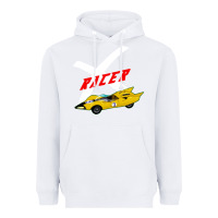 White racer x Heavyweight Hoodie - linhVisuals
