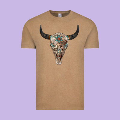Leopard Bull Skull Vintage Tee Designed By Jasminsmagicworld