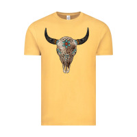 Vintage Mustard Leopard Bull Skull Vintage Tee - Jasminsmagicworld