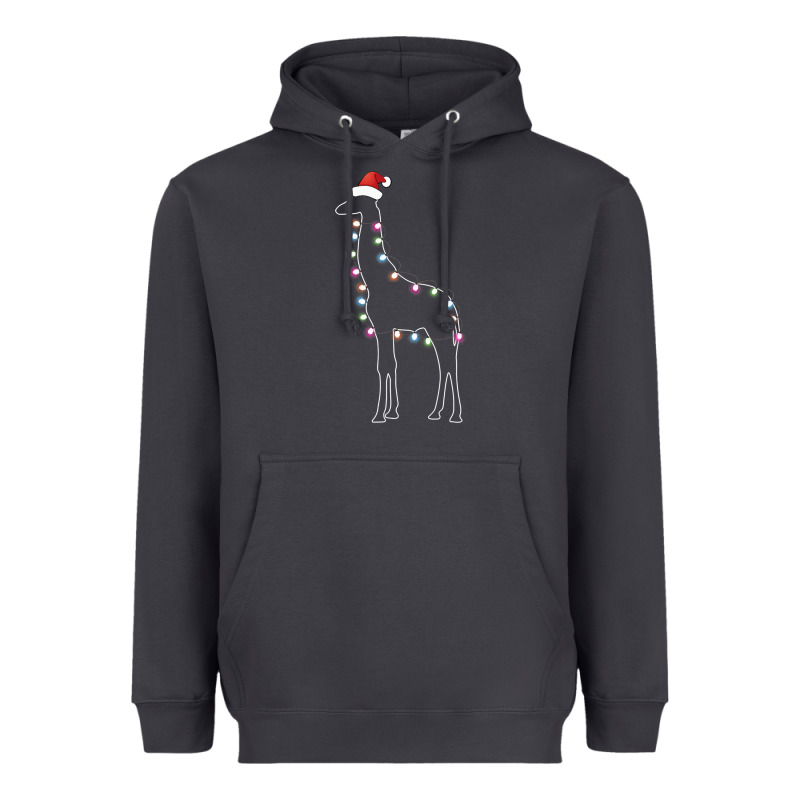Santa Giraffe Christmas Color Led Heavyweight Hoodie by linhVisuals | Teevron
