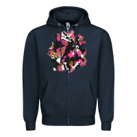 Navy valentine's day cow patches Zipper Hoodie - AdoDesignShop