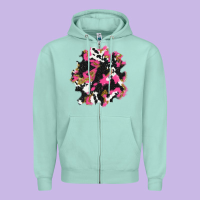 Valentine's Day Cow Patches Zipper Hoodie Designed By Adodesignshop